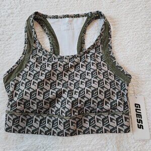 GUESS Active Daria G Cube Sports Bra Top - Olive Combo  NWT Size Small